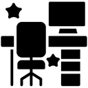 Icon Schreibtisch mit Stuhl und PC